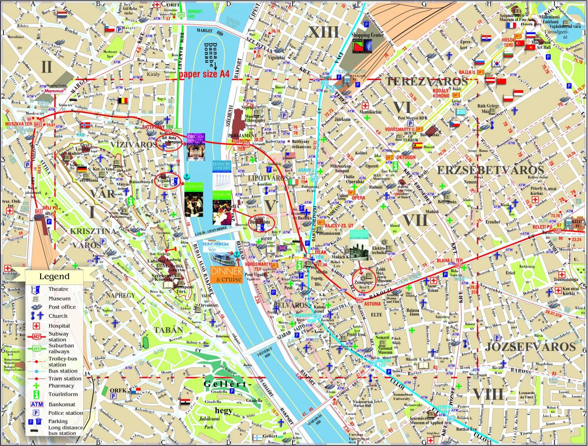 harta strada din centrul orașului budapesta
