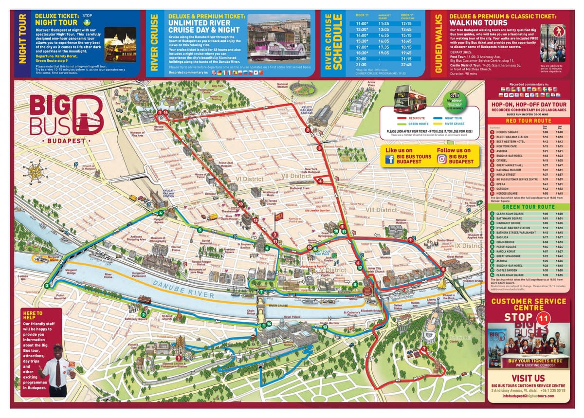 budapesta, tur cu autobuzul mare hartă
