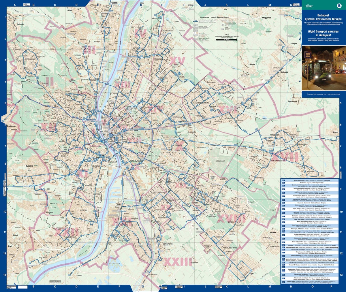 budapesta noaptea de autobuz hartă