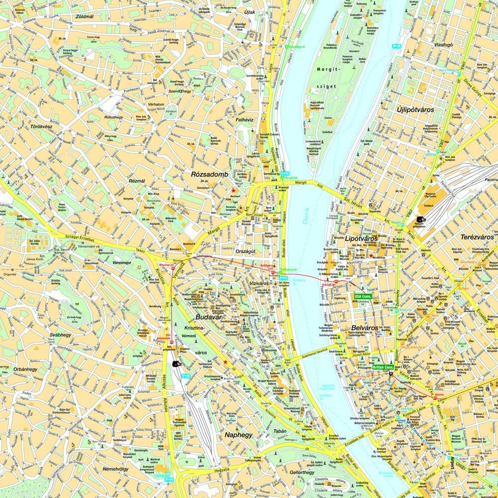 harta budapesta și împrejurimi