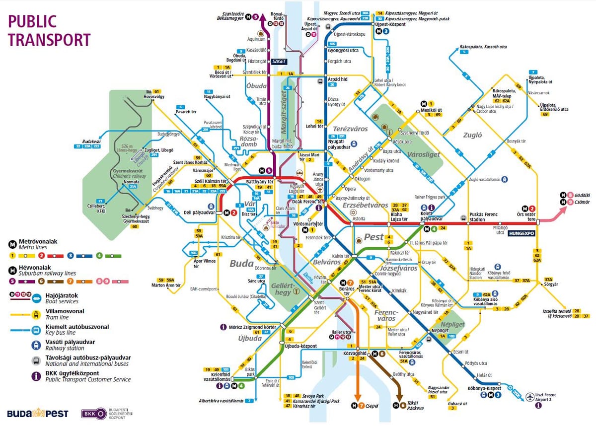 budapesta linii de autobuz hartă
